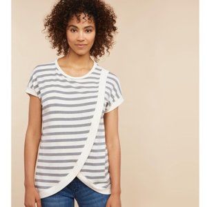 Motherhood Maternity Striped Lift Up Drape Front Nursing Top